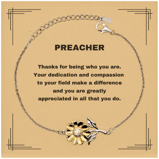 Preacher Sunflower Bracelet - Thanks for being who you are - Birthday Christmas Jewelry Gifts Coworkers Colleague Boss - Mallard Moon Gift Shop