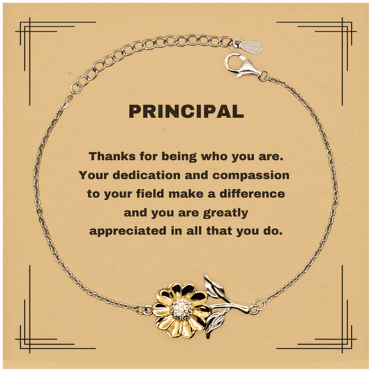 Principal Sunflower Bracelet - Thanks for being who you are - Birthday Christmas Jewelry Gifts Coworkers Colleague Boss - Mallard Moon Gift Shop
