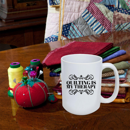 Quilting is My Therapy Ceramic Coffee Mug Travel Mug Gift for Quilter - Mallard Moon Gift Shop