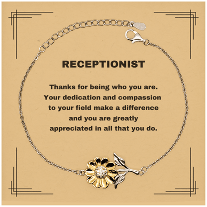 Receptionist Sunflower Bracelet - Thanks for being who you are - Birthday Christmas Jewelry Gifts Coworkers Colleague Boss - Mallard Moon Gift Shop