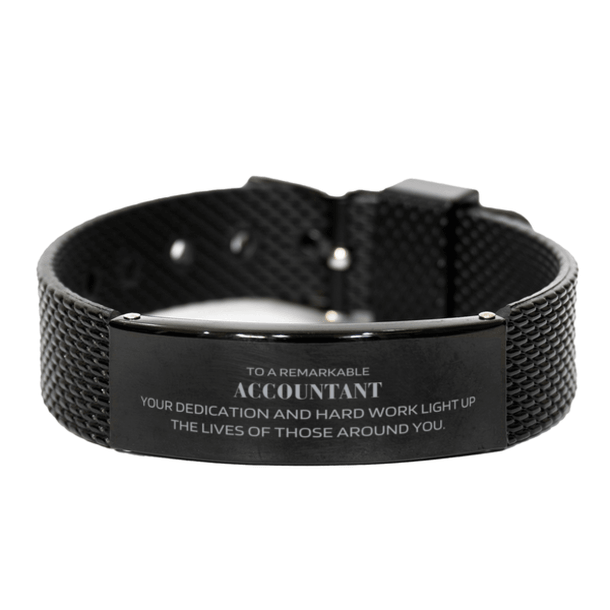 Remarkable Accountant Gifts, Your dedication and hard work, Inspirational Birthday Christmas Unique Black Shark Mesh Bracelet For Accountant, Coworkers, Men, Women, Friends - Mallard Moon Gift Shop