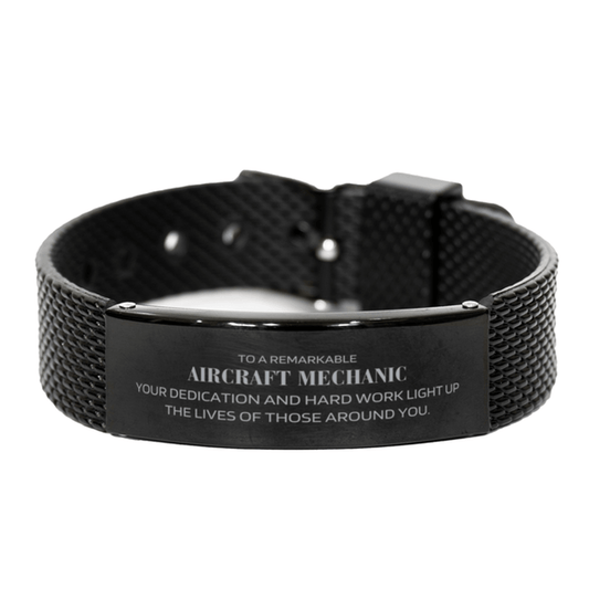Remarkable Aircraft Mechanic Gifts, Your dedication and hard work, Inspirational Birthday Christmas Unique Black Shark Mesh Bracelet For Aircraft Mechanic, Coworkers, Men, Women, Friends - Mallard Moon Gift Shop