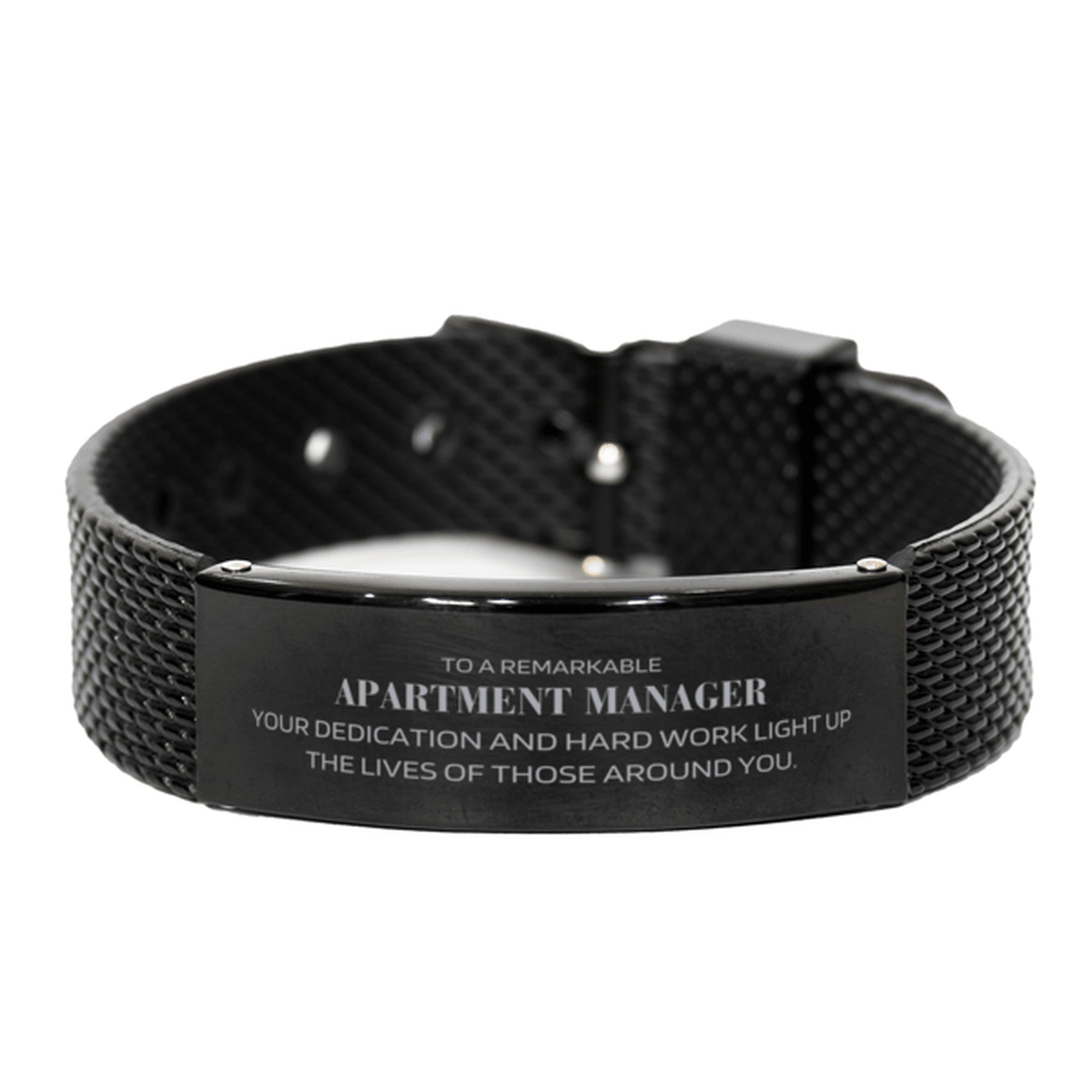 Remarkable Apartment Manager Gifts, Your dedication and hard work, Inspirational Birthday Christmas Unique Black Shark Mesh Bracelet For Apartment Manager, Coworkers, Men, Women, Friends - Mallard Moon Gift Shop