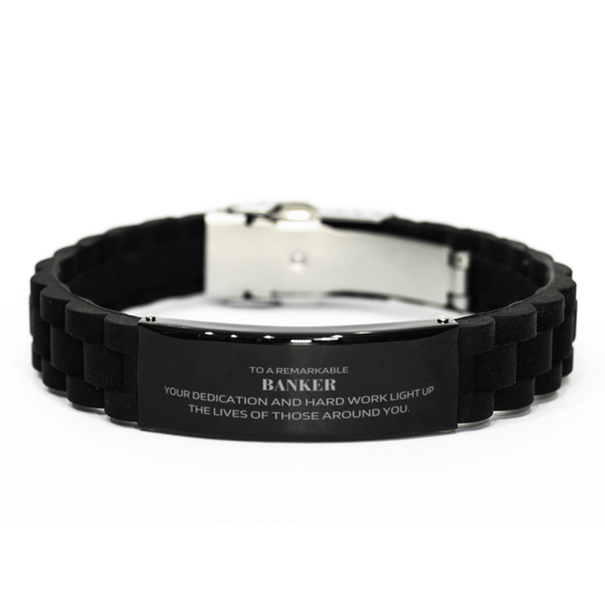 Remarkable Banker Gifts, Your dedication and hard work, Inspirational Birthday Christmas Unique Black Glidelock Clasp Bracelet For Banker, Coworkers, Men, Women, Friends - Mallard Moon Gift Shop