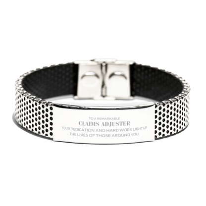 Remarkable Claims Adjuster Gifts, Your dedication and hard work, Inspirational Birthday Christmas Unique Stainless Steel Bracelet For Claims Adjuster, Coworkers, Men, Women, Friends - Mallard Moon Gift Shop