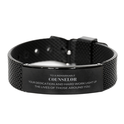 Remarkable Counselor Gifts, Your dedication and hard work, Inspirational Birthday Christmas Unique Black Shark Mesh Bracelet For Counselor, Coworkers, Men, Women, Friends - Mallard Moon Gift Shop