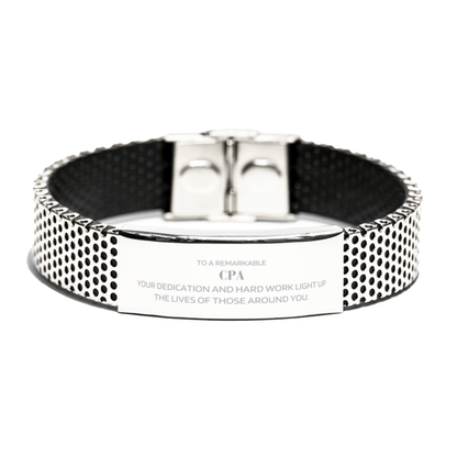 Remarkable CPA Gifts, Your dedication and hard work, Inspirational Birthday Christmas Unique Stainless Steel Bracelet For CPA, Coworkers, Men, Women, Friends - Mallard Moon Gift Shop