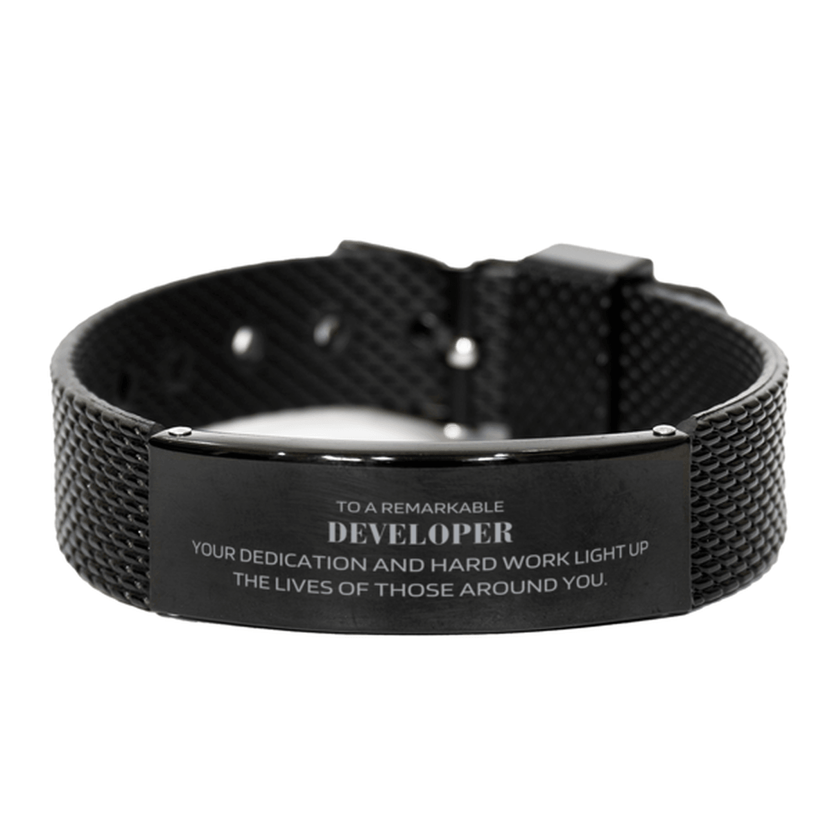 Remarkable Developer Gifts, Your dedication and hard work, Inspirational Birthday Christmas Unique Black Shark Mesh Bracelet For Developer, Coworkers, Men, Women, Friends - Mallard Moon Gift Shop
