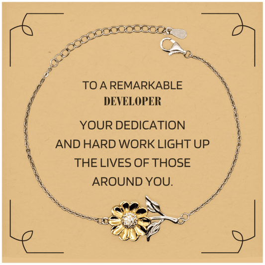 Remarkable Developer Gifts, Your dedication and hard work, Inspirational Birthday Christmas Unique Sunflower Bracelet For Developer, Coworkers, Men, Women, Friends - Mallard Moon Gift Shop