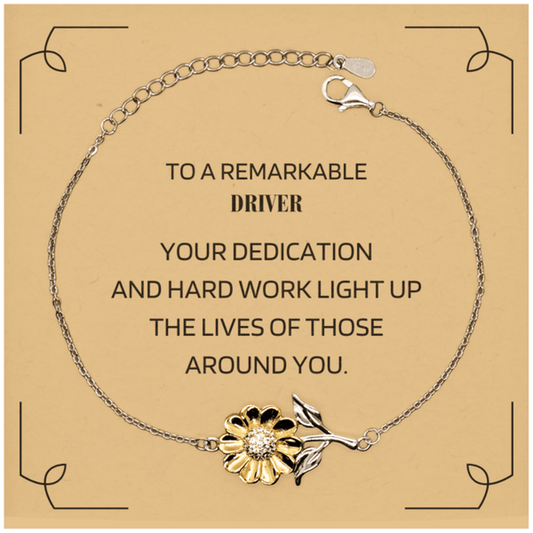 Remarkable Driver Gifts, Your dedication and hard work, Inspirational Birthday Christmas Unique Sunflower Bracelet For Driver, Coworkers, Men, Women, Friends - Mallard Moon Gift Shop
