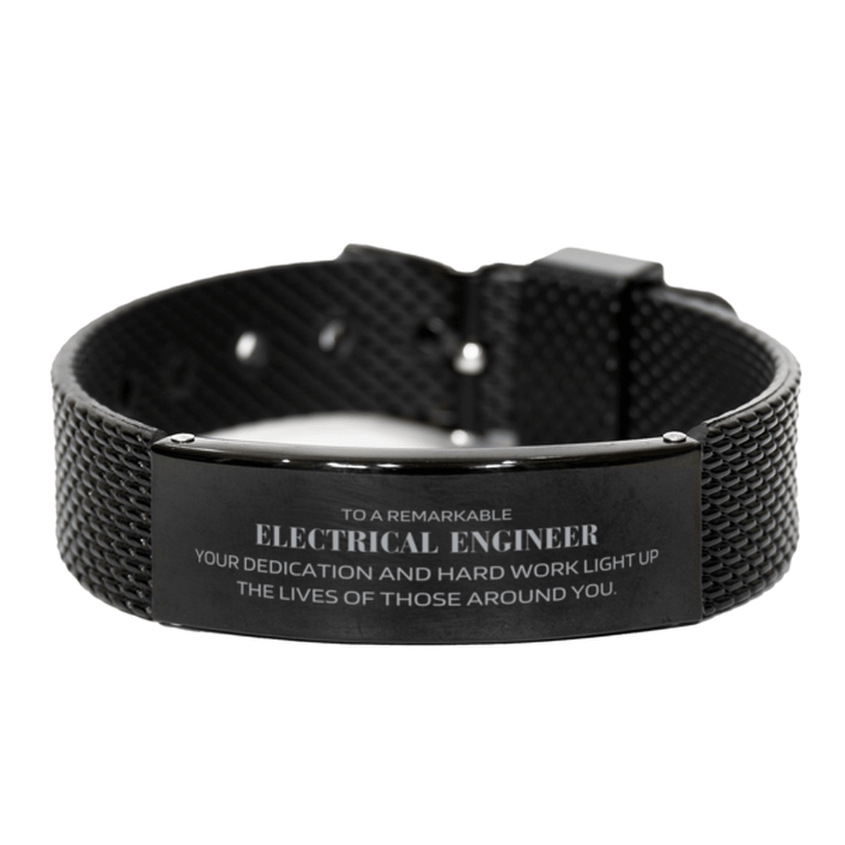 Remarkable Electrical Engineer Gifts, Your dedication and hard work, Inspirational Birthday Christmas Unique Black Shark Mesh Bracelet For Electrical Engineer, Coworkers, Men, Women, Friends - Mallard Moon Gift Shop