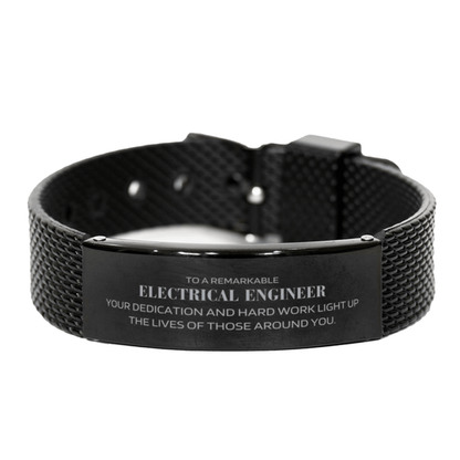 Remarkable Electrical Engineer Gifts, Your dedication and hard work, Inspirational Birthday Christmas Unique Black Shark Mesh Bracelet For Electrical Engineer, Coworkers, Men, Women, Friends - Mallard Moon Gift Shop