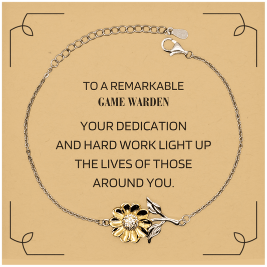 Remarkable Game Warden Gifts, Your dedication and hard work, Inspirational Birthday Christmas Unique Sunflower Bracelet For Game Warden, Coworkers, Men, Women, Friends - Mallard Moon Gift Shop