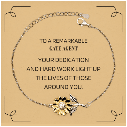Remarkable Gate Agent Gifts, Your dedication and hard work, Inspirational Birthday Christmas Unique Sunflower Bracelet For Gate Agent, Coworkers, Men, Women, Friends - Mallard Moon Gift Shop