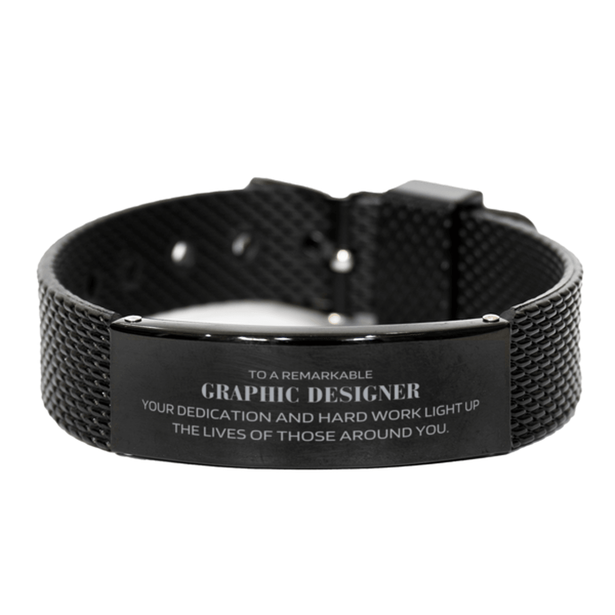 Remarkable Graphic Designer Gifts, Your dedication and hard work, Inspirational Birthday Christmas Unique Black Shark Mesh Bracelet For Graphic Designer, Coworkers, Men, Women, Friends - Mallard Moon Gift Shop