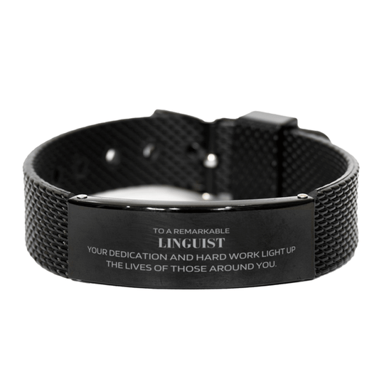 Remarkable Linguist Gifts, Your dedication and hard work, Inspirational Birthday Christmas Unique Black Shark Mesh Bracelet For Linguist, Coworkers, Men, Women, Friends - Mallard Moon Gift Shop