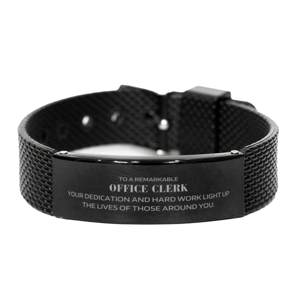 Remarkable Office Clerk Gifts, Your dedication and hard work, Inspirational Birthday Christmas Unique Black Shark Mesh Bracelet For Office Clerk, Coworkers, Men, Women, Friends - Mallard Moon Gift Shop