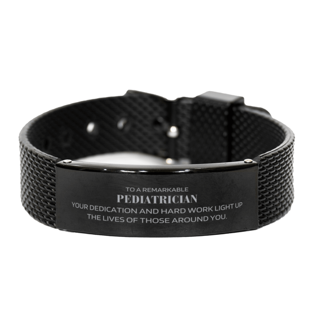 Remarkable Pediatrician Gifts, Your dedication and hard work, Inspirational Birthday Christmas Unique Black Shark Mesh Bracelet For Pediatrician, Coworkers, Men, Women, Friends - Mallard Moon Gift Shop