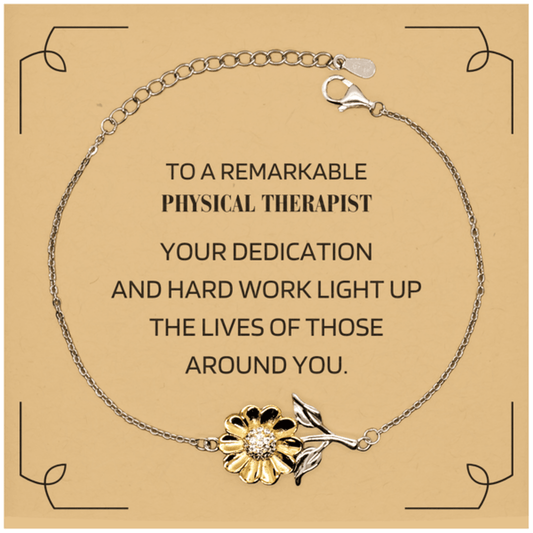 Remarkable Physical Therapist Gifts, Your dedication and hard work, Inspirational Birthday Christmas Unique Sunflower Bracelet For Physical Therapist, Coworkers, Men, Women, Friends - Mallard Moon Gift Shop