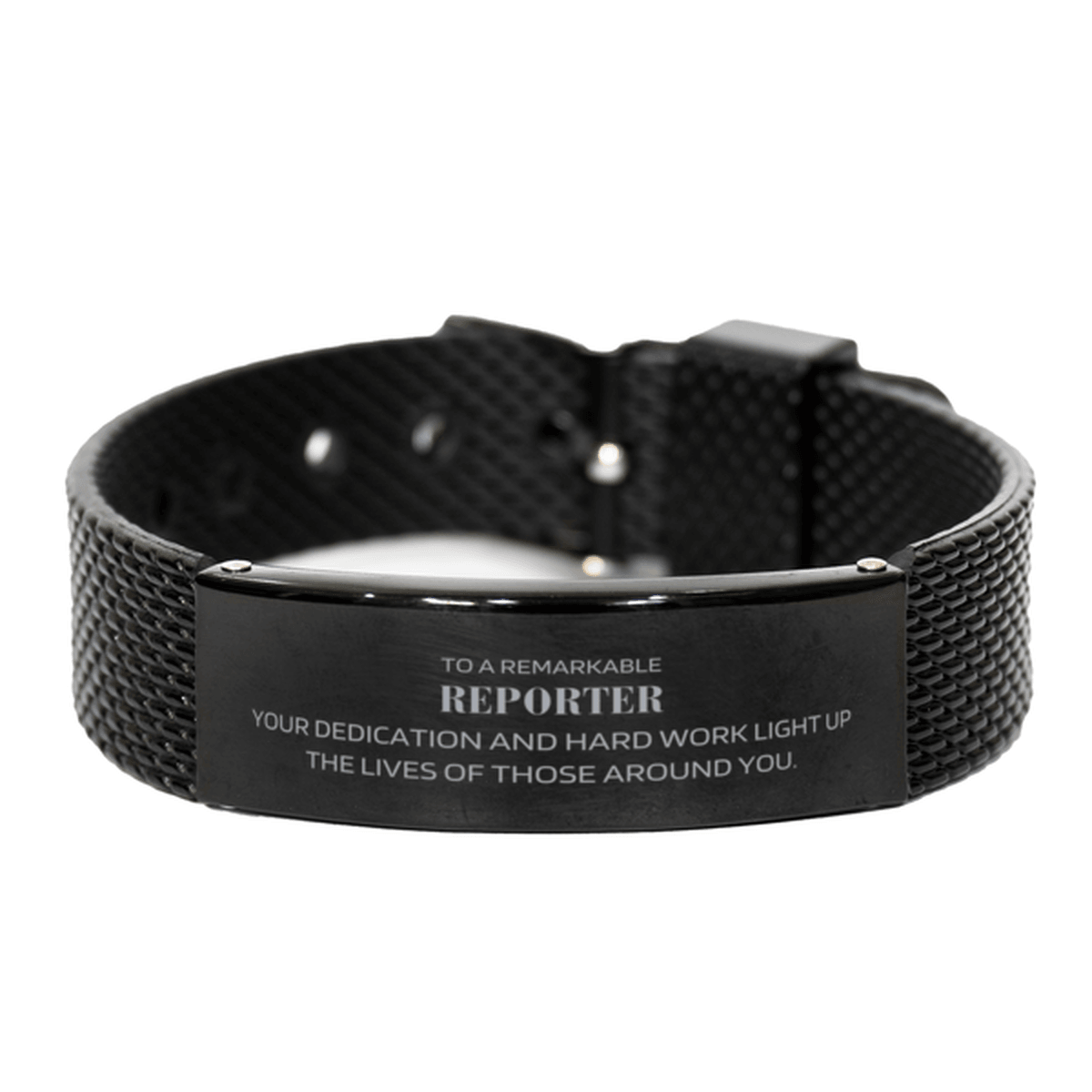 Remarkable Reporter Gifts, Your dedication and hard work, Inspirational Birthday Christmas Unique Black Shark Mesh Bracelet For Reporter, Coworkers, Men, Women, Friends - Mallard Moon Gift Shop