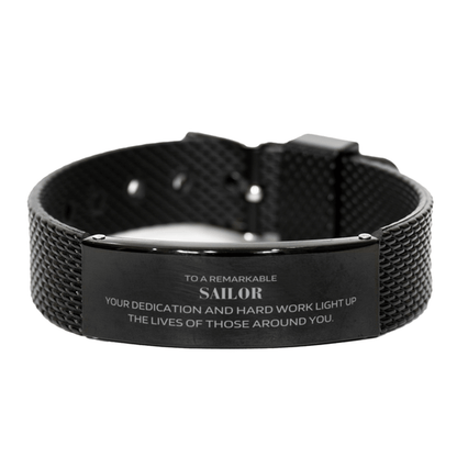 Remarkable Sailor Gifts, Your dedication and hard work, Inspirational Birthday Christmas Unique Black Shark Mesh Bracelet For Sailor, Coworkers, Men, Women, Friends - Mallard Moon Gift Shop