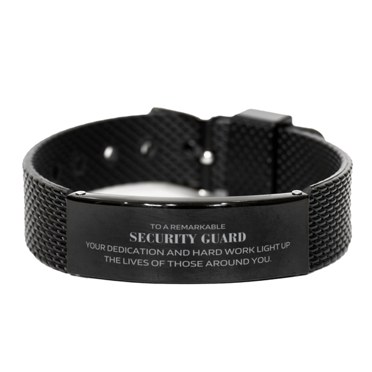 Remarkable Security Guard Gifts, Your dedication and hard work, Inspirational Birthday Christmas Unique Black Shark Mesh Bracelet For Security Guard, Coworkers, Men, Women, Friends - Mallard Moon Gift Shop