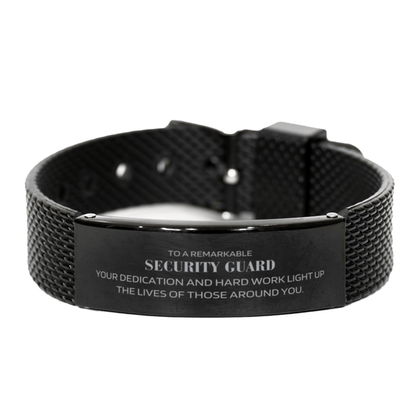 Remarkable Security Guard Gifts, Your dedication and hard work, Inspirational Birthday Christmas Unique Black Shark Mesh Bracelet For Security Guard, Coworkers, Men, Women, Friends - Mallard Moon Gift Shop