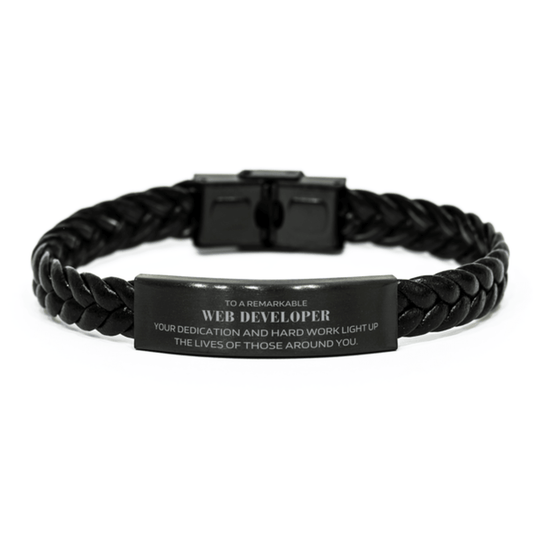 Remarkable Web Developer Gifts, Your dedication and hard work, Inspirational Birthday Christmas Unique Braided Leather Bracelet For Web Developer, Coworkers, Men, Women, Friends - Mallard Moon Gift Shop