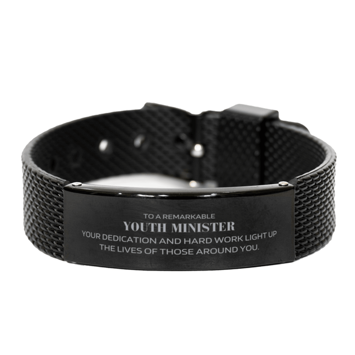 Remarkable Youth Minister Gifts, Your dedication and hard work, Inspirational Birthday Christmas Unique Black Shark Mesh Bracelet For Youth Minister, Coworkers, Men, Women, Friends - Mallard Moon Gift Shop