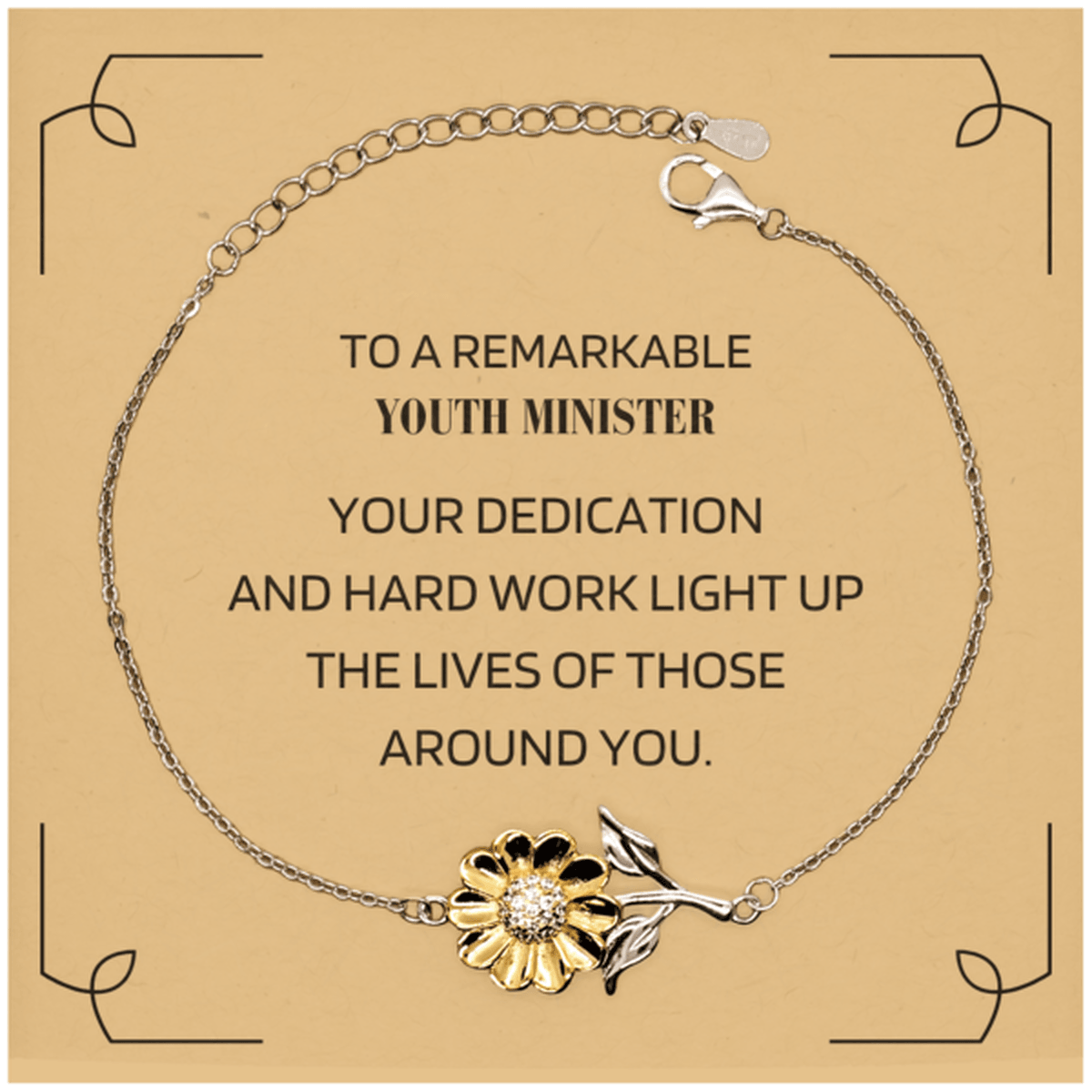 Remarkable Youth Minister Gifts, Your dedication and hard work, Inspirational Birthday Christmas Unique Sunflower Bracelet For Youth Minister, Coworkers, Men, Women, Friends - Mallard Moon Gift Shop