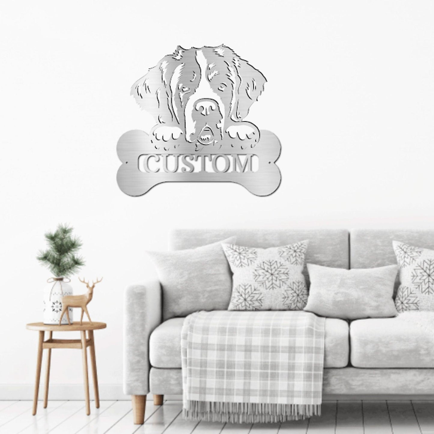 St. Bernard Dog Custom Name Metal Art Wall Sign - Mallard Moon Gift Shop