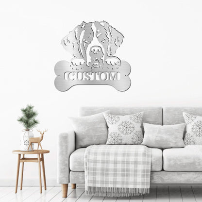 St. Bernard Dog Custom Name Metal Art Wall Sign - Mallard Moon Gift Shop