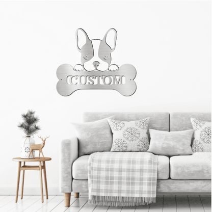 French Bulldog Custom Name Metal Art Wall Sign - Mallard Moon Gift Shop