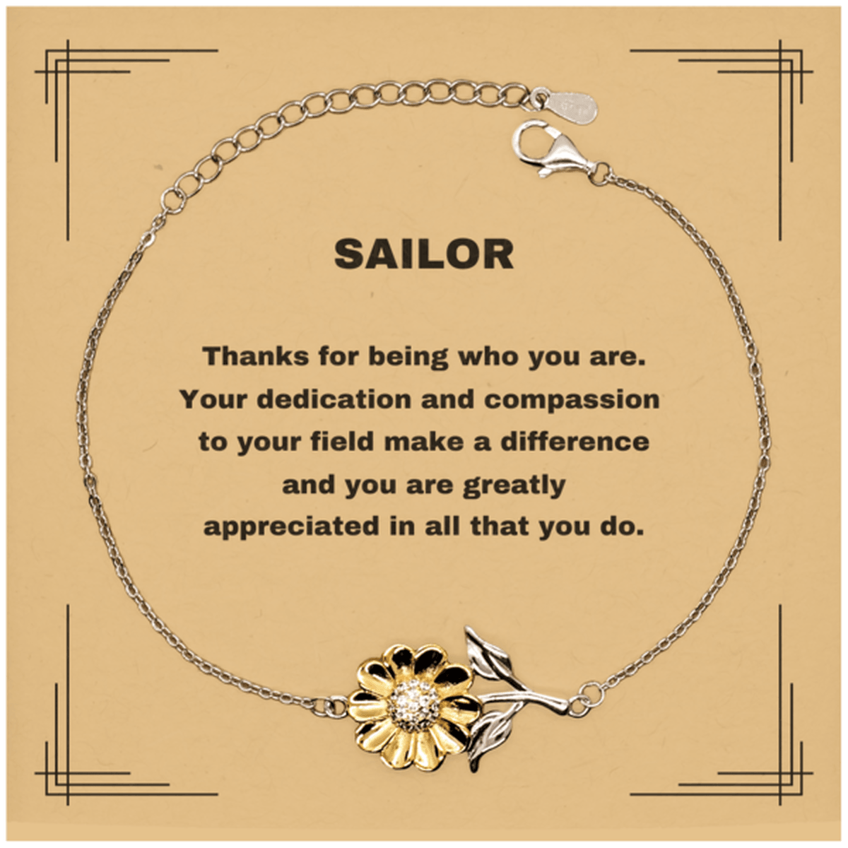 Sailor Sunflower Bracelet - Thanks for being who you are - Birthday Christmas Jewelry Gifts Coworkers Colleague Boss - Mallard Moon Gift Shop