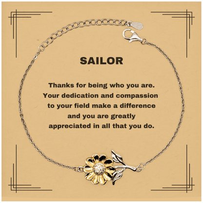 Sailor Sunflower Bracelet - Thanks for being who you are - Birthday Christmas Jewelry Gifts Coworkers Colleague Boss - Mallard Moon Gift Shop