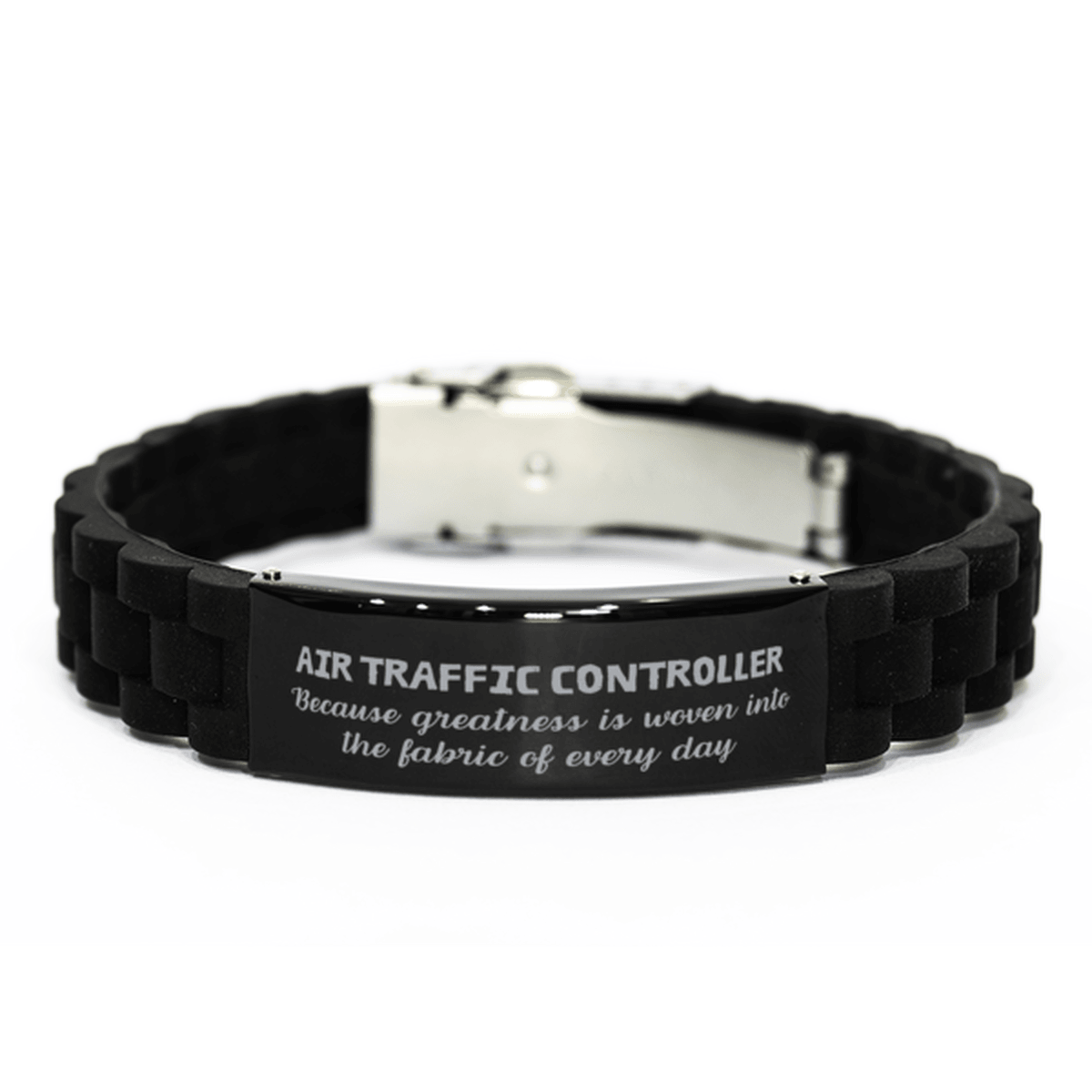 Sarcastic Air Traffic Controller Black Glidelock Clasp Bracelet Gifts, Christmas Holiday Gifts for Air Traffic Controller Birthday, Air Traffic Controller: Because greatness is woven into the fabric of every day, Coworkers, Friends - Mallard Moon Gift Shop