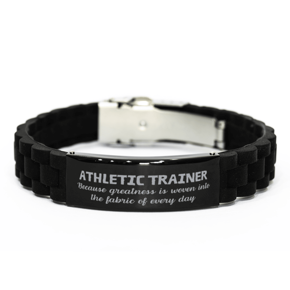 Sarcastic Athletic Trainer Black Glidelock Clasp Bracelet Gifts, Christmas Holiday Gifts for Athletic Trainer Birthday, Athletic Trainer: Because greatness is woven into the fabric of every day, Coworkers, Friends - Mallard Moon Gift Shop