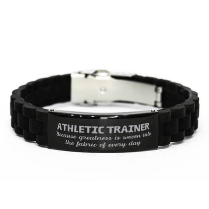 Sarcastic Athletic Trainer Black Glidelock Clasp Bracelet Gifts, Christmas Holiday Gifts for Athletic Trainer Birthday, Athletic Trainer: Because greatness is woven into the fabric of every day, Coworkers, Friends - Mallard Moon Gift Shop