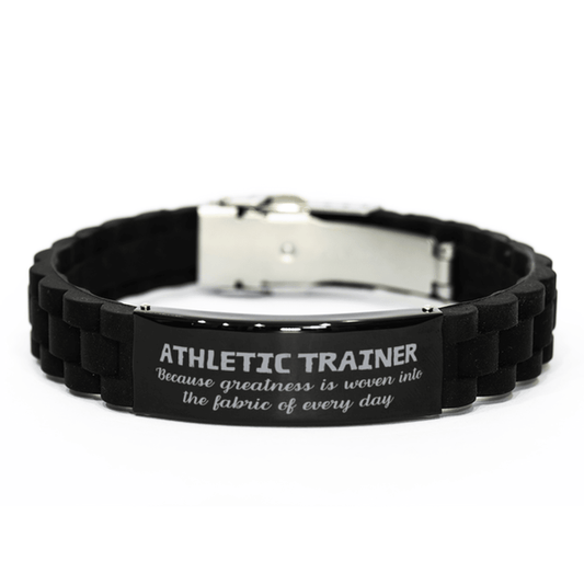 Sarcastic Athletic Trainer Black Glidelock Clasp Bracelet Gifts, Christmas Holiday Gifts for Athletic Trainer Birthday, Athletic Trainer: Because greatness is woven into the fabric of every day, Coworkers, Friends - Mallard Moon Gift Shop