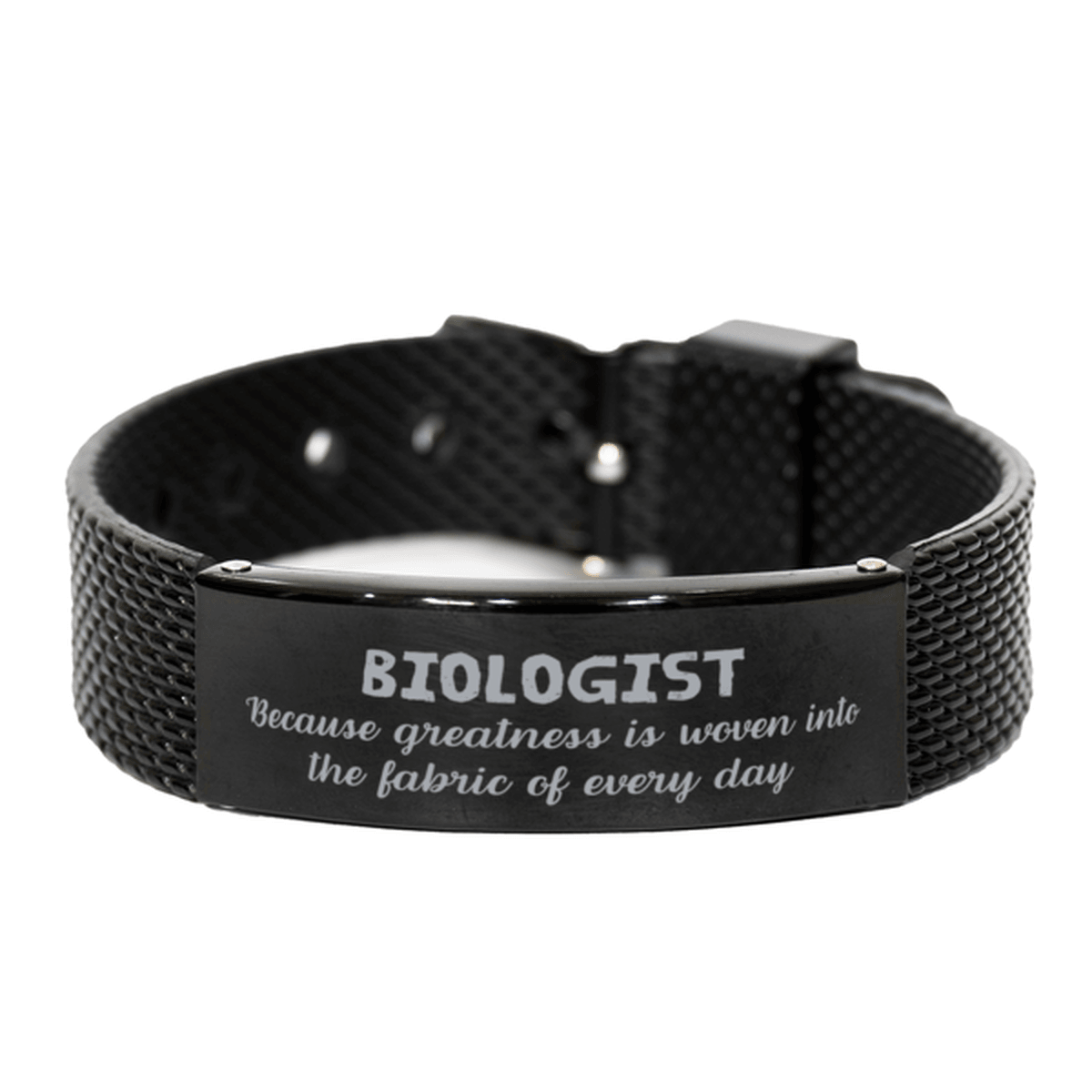 Sarcastic Biologist Black Shark Mesh Bracelet Gifts, Christmas Holiday Gifts for Biologist Birthday, Biologist: Because greatness is woven into the fabric of every day, Coworkers, Friends - Mallard Moon Gift Shop
