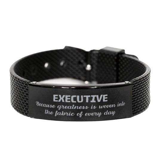 Sarcastic Executive Black Shark Mesh Bracelet Gifts, Christmas Holiday Gifts for Executive Birthday, Executive: Because greatness is woven into the fabric of every day, Coworkers, Friends - Mallard Moon Gift Shop