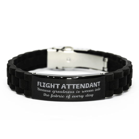 Sarcastic Flight Attendant Black Glidelock Clasp Bracelet Gifts, Christmas Holiday Gifts for Flight Attendant Birthday, Flight Attendant: Because greatness is woven into the fabric of every day, Coworkers, Friends - Mallard Moon Gift Shop