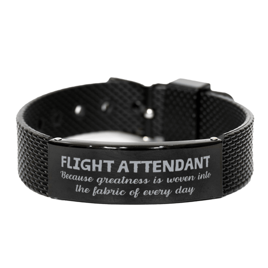 Sarcastic Flight Attendant Black Shark Mesh Bracelet Gifts, Christmas Holiday Gifts for Flight Attendant Birthday, Flight Attendant: Because greatness is woven into the fabric of every day, Coworkers, Friends - Mallard Moon Gift Shop