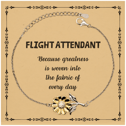 Sarcastic Flight Attendant Sunflower Bracelet Gifts, Christmas Holiday Gifts for Flight Attendant Birthday Message Card, Flight Attendant: Because greatness is woven into the fabric of every day, Coworkers, Friends - Mallard Moon Gift Shop