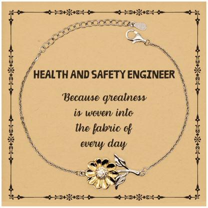 Sarcastic Health and Safety Engineer Sunflower Bracelet Gifts, Christmas Holiday Gifts for Health and Safety Engineer Birthday Message Card, Health and Safety Engineer: Because greatness is woven into the fabric of every day, Coworkers, Friends - Mallard Moon Gift Shop