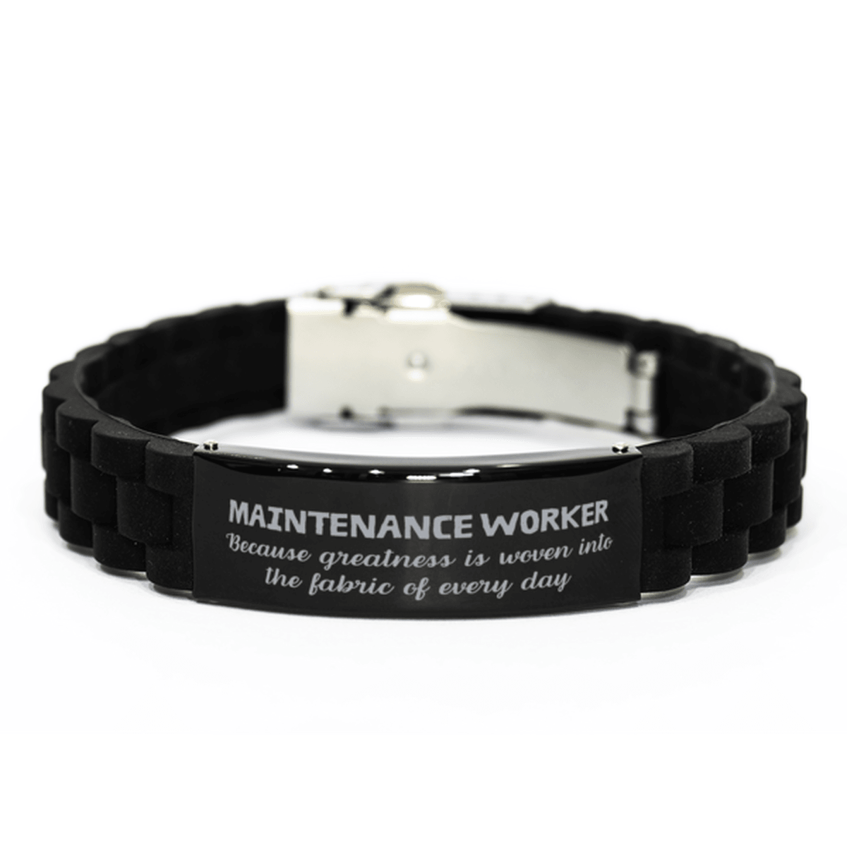Sarcastic Maintenance Worker Black Glidelock Clasp Bracelet Gifts, Christmas Holiday Gifts for Maintenance Worker Birthday, Maintenance Worker: Because greatness is woven into the fabric of every day, Coworkers, Friends - Mallard Moon Gift Shop