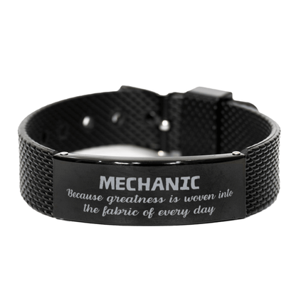 Sarcastic Mechanic Black Shark Mesh Bracelet Gifts, Christmas Holiday Gifts for Mechanic Birthday, Mechanic: Because greatness is woven into the fabric of every day, Coworkers, Friends - Mallard Moon Gift Shop