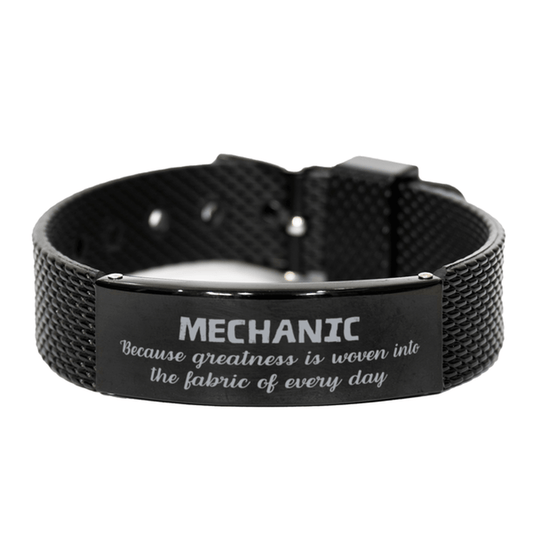 Sarcastic Mechanic Black Shark Mesh Bracelet Gifts, Christmas Holiday Gifts for Mechanic Birthday, Mechanic: Because greatness is woven into the fabric of every day, Coworkers, Friends - Mallard Moon Gift Shop