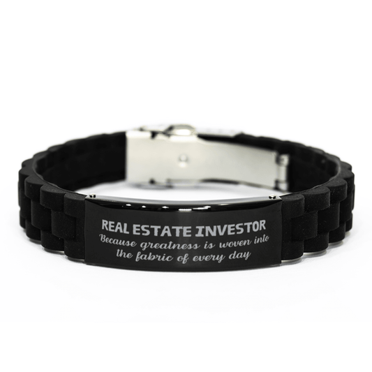 Sarcastic Real Estate Investor Black Glidelock Clasp Bracelet Gifts, Christmas Holiday Gifts for Real Estate Investor Birthday, Real Estate Investor: Because greatness is woven into the fabric of every day, Coworkers, Friends - Mallard Moon Gift Shop