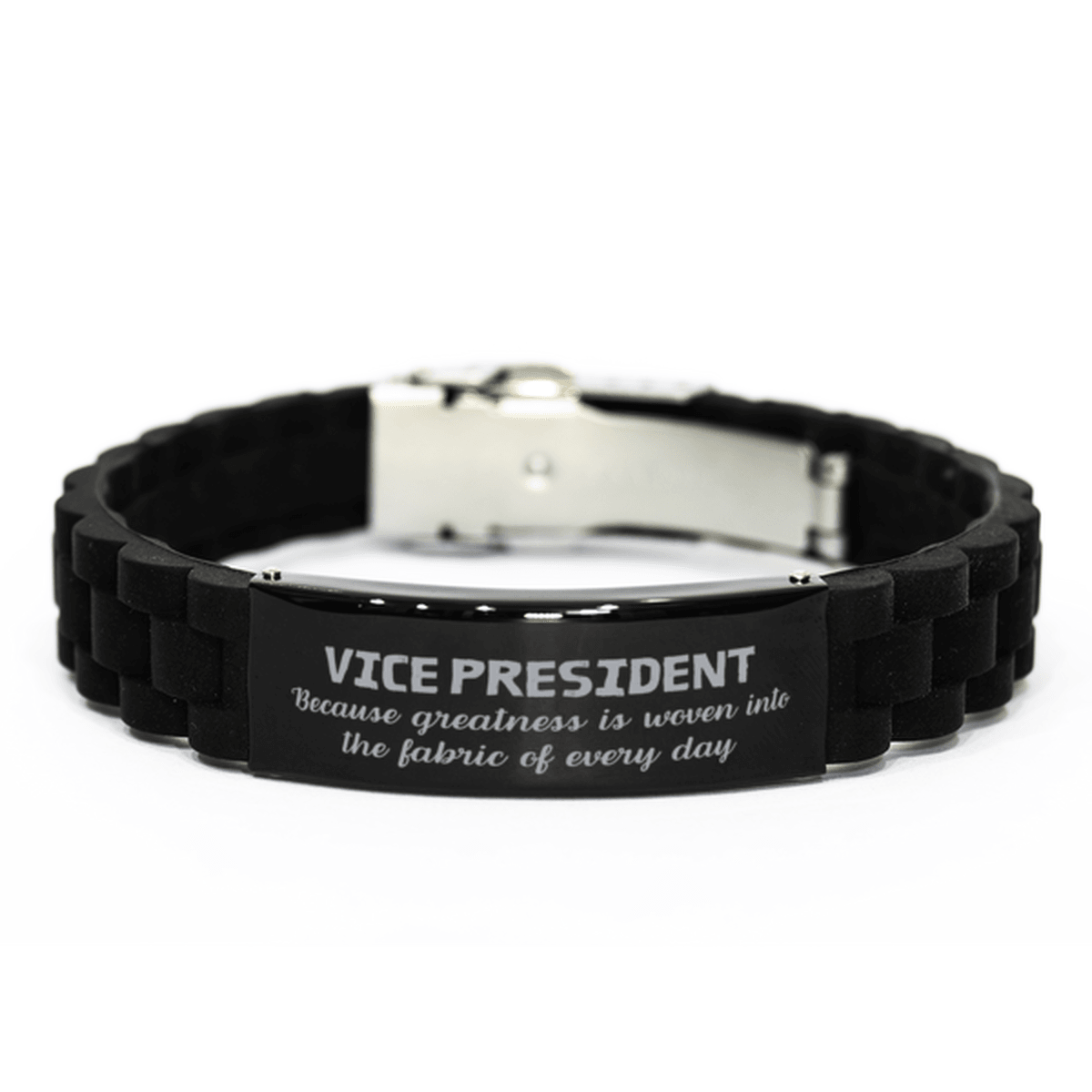 Sarcastic Vice President Black Glidelock Clasp Bracelet Gifts, Christmas Holiday Gifts for Vice President Birthday, Vice President: Because greatness is woven into the fabric of every day, Coworkers, Friends - Mallard Moon Gift Shop